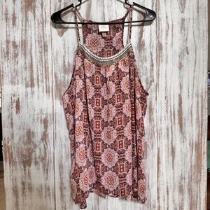 Knox Rose Womens Beaded Sleeveless Tank‎ Bohemian XXL